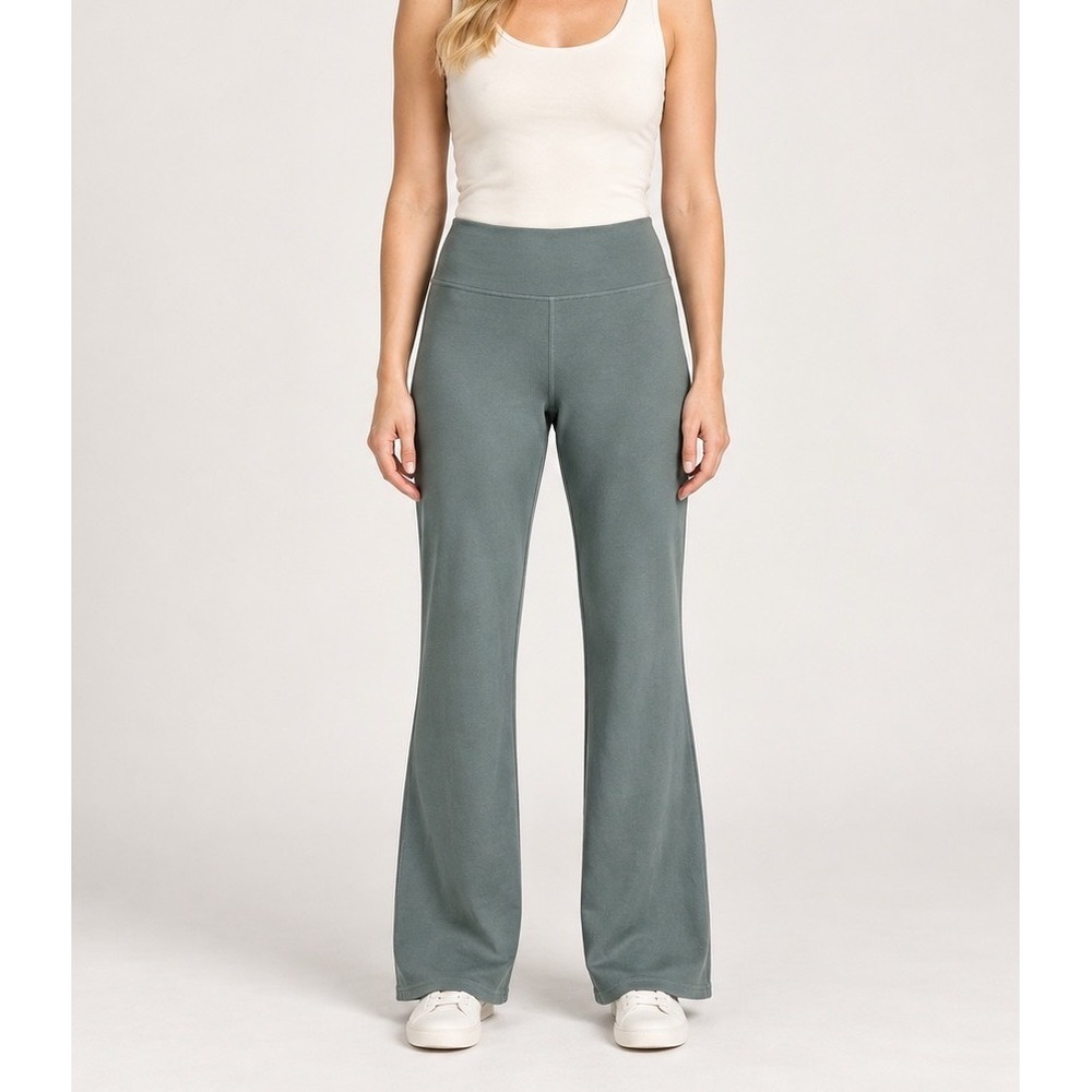 PACT Organic Cotton Stretch Yoga Pants Sage Green XXL High Rise Relaxed Flare